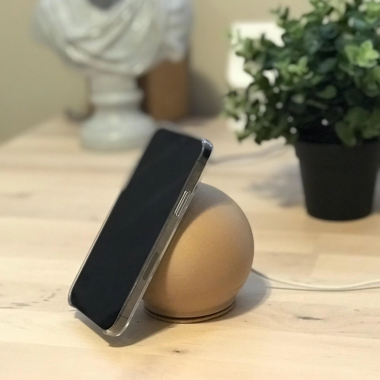 Weighted Spherical Wireless Charging Holder, Multi-Angle Desktop Support Stand For Magnetic Phone Chargers