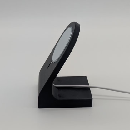 Weighted Curved Wireless Charging Cradle, Angled Desktop Holder For Circular Charging Pucks With Built-In Cable Channel Stand