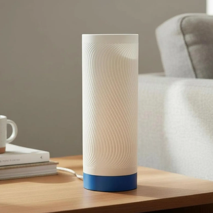 Textured Cylindrical RGB Ambient Table Light, Remote Operated Color Changing LED Lamp For Gaming Stations And Bedroom Furnishings
