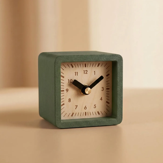 Compact Square Mute Table Clock, Minimalist Desktop Timepiece With Precise Carved Dial For Indoor Space Styling