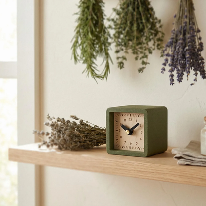 Compact Square Mute Table Clock, Minimalist Desktop Timepiece With Precise Carved Dial For Indoor Space Styling