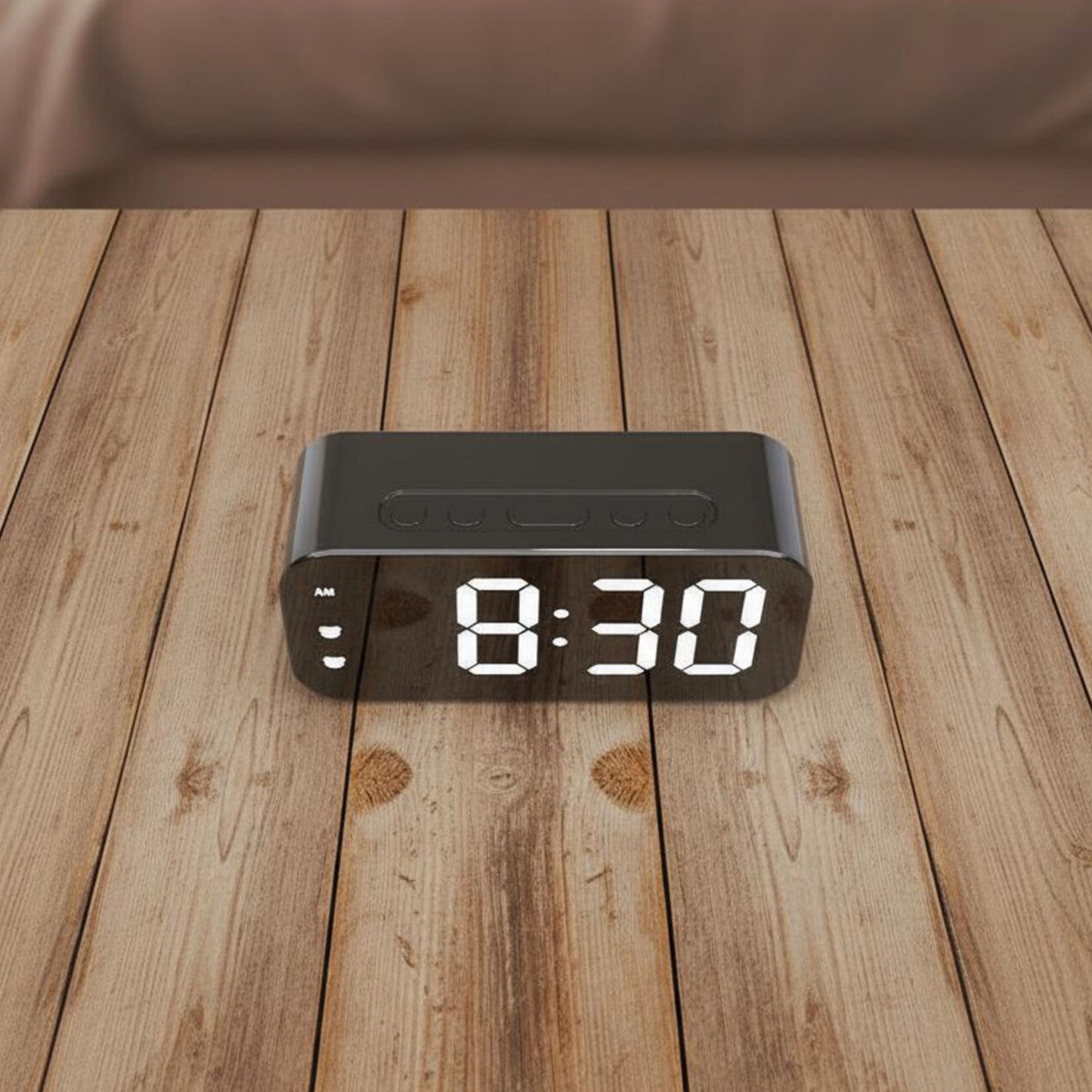 Voice Activated LED Digital Alarm Clock, Sleek Rounded Desktop Timepiece With Adjustable Screen Brightness And Snooze Mode