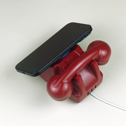 Retro Telephone Shaped Wireless Charging Dock, Nostalgic Desktop Holder For Magnetic Phone Charging Modules Charger