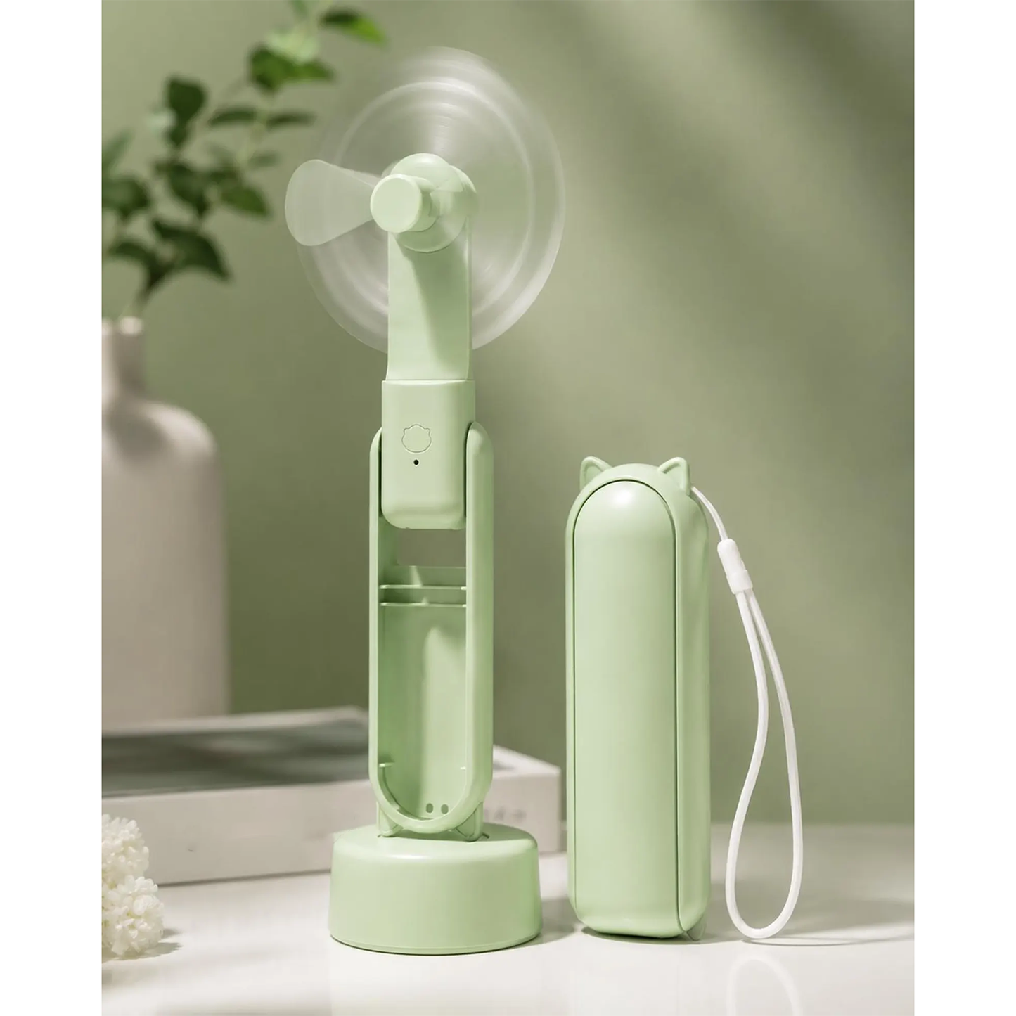 Foldable Handheld Cooling Fan, USB Rechargeable Pocket Air Cooler With Detachable Base For Travel And Indoor Use