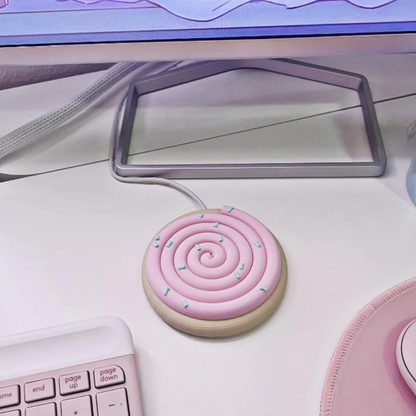 Swirl Cookie Shaped Wireless Charging Cover, Cute Pastry Style Protective Shell For Desktop Charger Equipment
