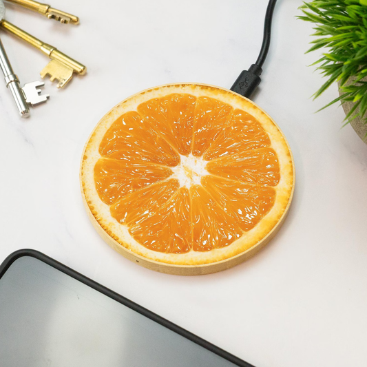 Round Fruit Slice Pattern Wireless Charging Pad, Compact Printed Power Mat For Smartphone Daily Charging & Desktop Ornament Charger