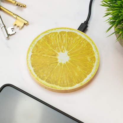 Round Fruit Slice Pattern Wireless Charging Pad, Compact Printed Power Mat For Smartphone Daily Charging & Desktop Ornament Charger