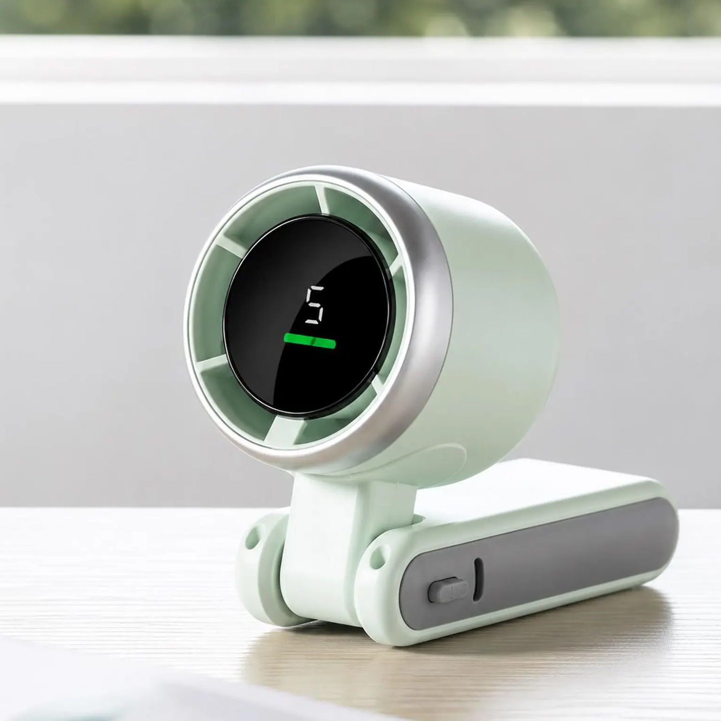 Rotatable Foldable Personal Turbo Cooler, USB Rechargeable Handheld Fan With Digital Display And Multi-Speed Adjustment