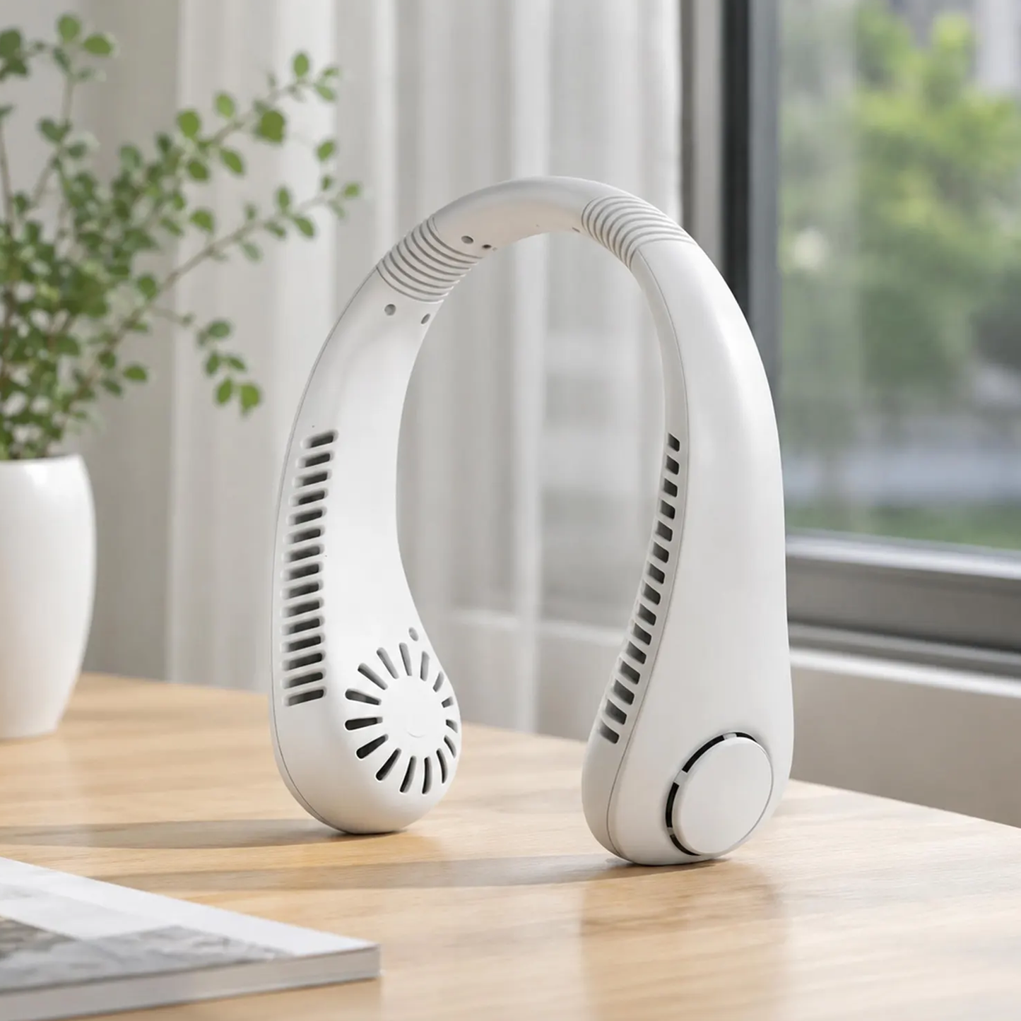 Hands-Free Bladeless Neck Cooler, Wearable USB Rechargeable Fan With 3 Adjustable Wind Settings For Outdoor And Indoor Scenarios
